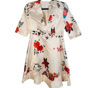 BRAND NEW OC ORDER PLUS Retro Floral Midi Dress V-Neck A-Line Womens Size XL